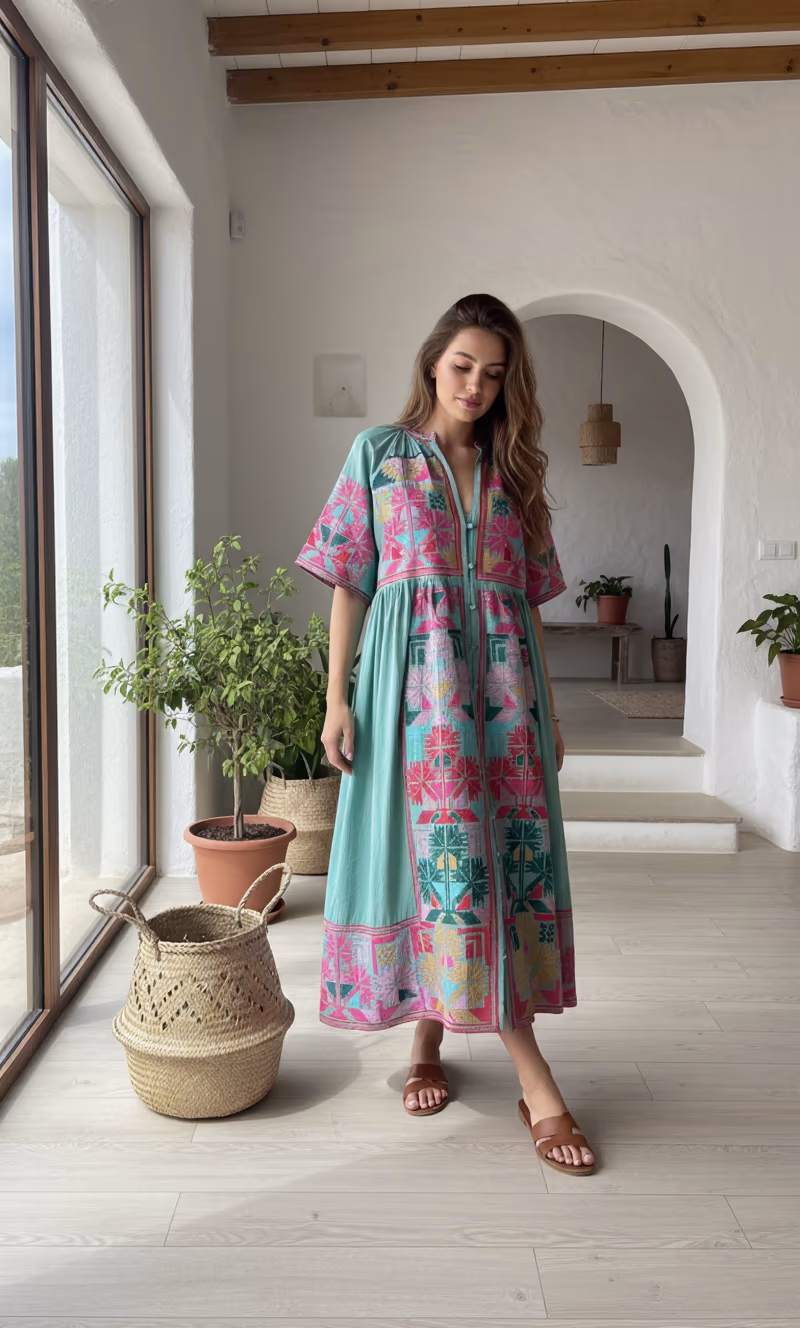 besticktes Kleid in Übergröße