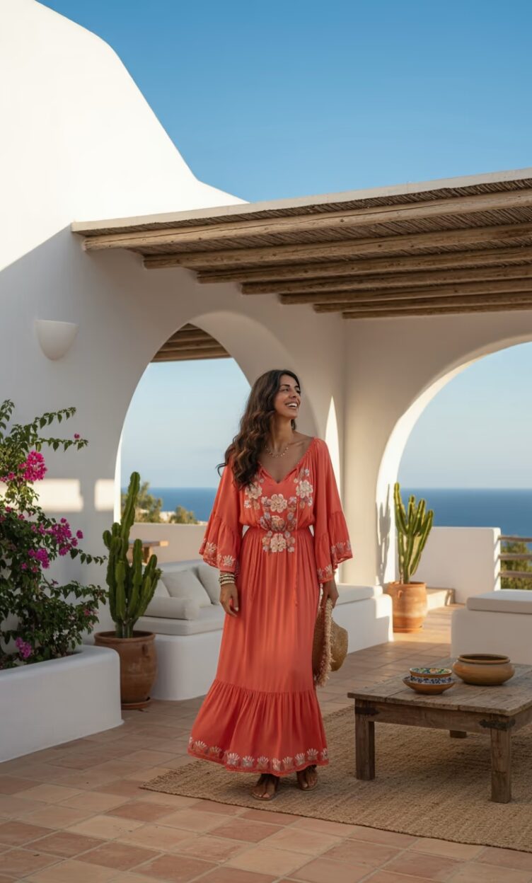 Vestido Bolonia Largo Bordado a Mano - Estilo Bohemio Chic - Bild 10