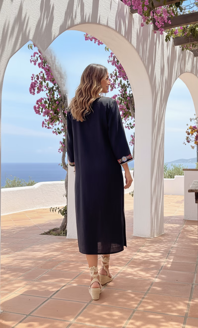 Vestido Savona Bordado de Algodón - Hecho en India - Bild 5