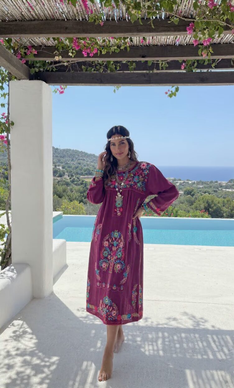 Vestido Savona Bordado de Algodón - Hecho en India - Imagen 4