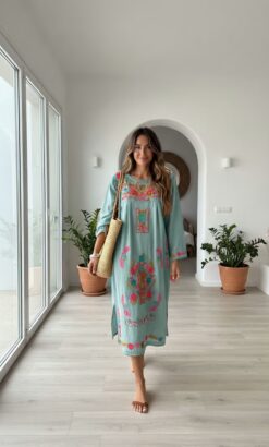 Savona Besticktes Baumwollkleid - Made in India