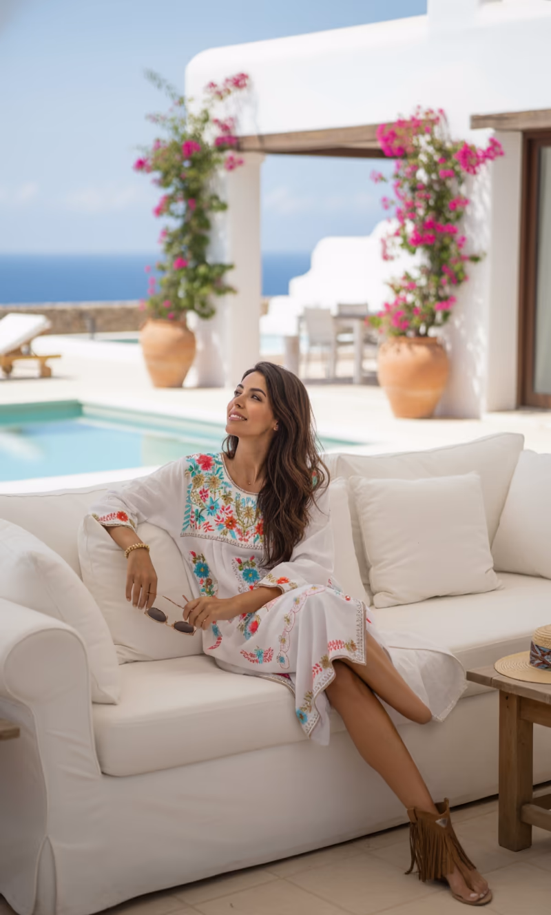 Vestido Savona Bordado de Algodón - Hecho en India - Bild 13