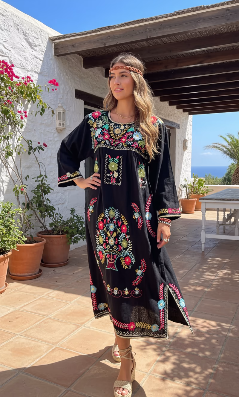 Vestido Savona Bordado de Algodón - Hecho en India - Bild 8