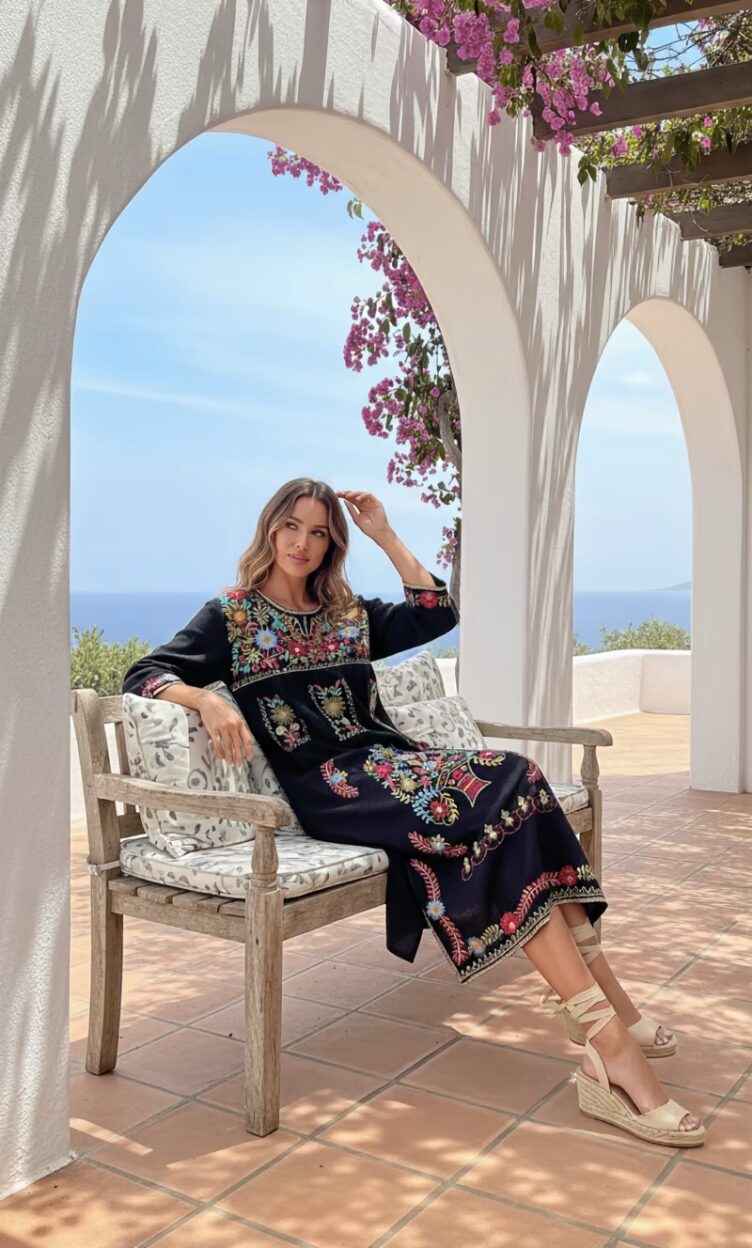 Vestido Savona Bordado de Algodón - Hecho en India - Imagen 6