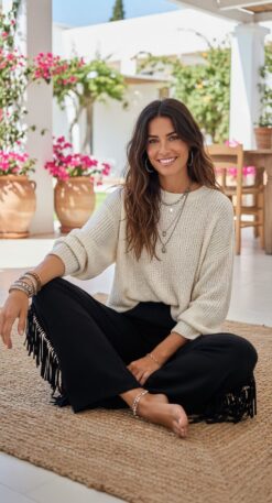 Vista alternativa de Maxi Pantalón Ines con Flecos