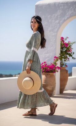 vestido de seda con puntilla lateral