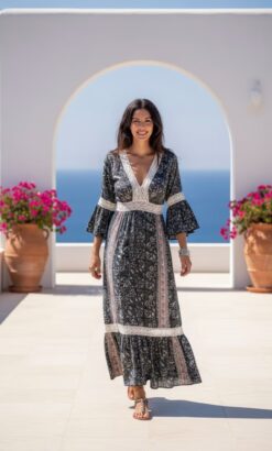 Vista alternativa de Vestido Silvana de Seda con Puntilla - Elegancia y Comodidad