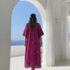 Besticktes Tanok-Kleid aus Baumwolle mit weiten Ärmeln, hergestellt in Indien Rückseite