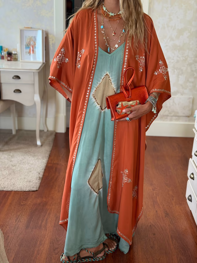 Vista alternativa de Vestido Largo Lanzarote Aguamarina (Preorder)