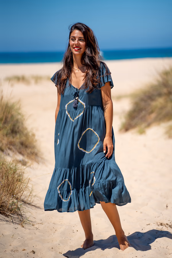 vestido midi volantes lanzarote