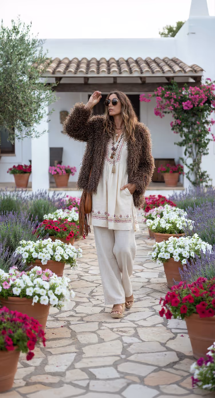 Rose faux γούνα παλτό