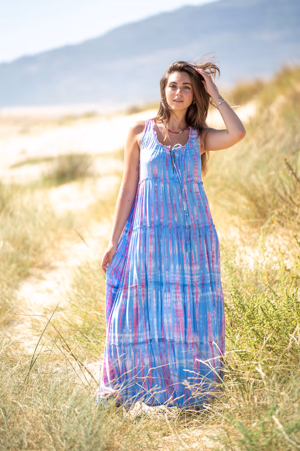 maxi vestido fluido kamalino tie dye